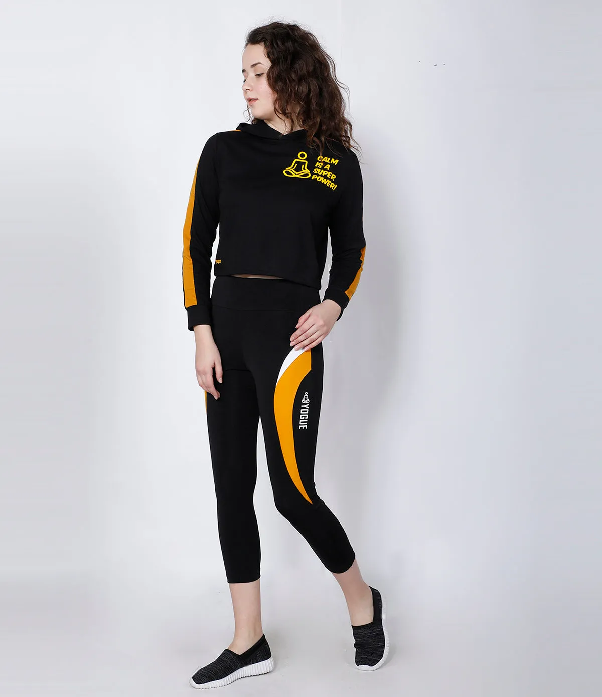 Black & Yellow Superpower Crop Hoodie
