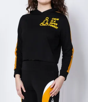 Black & Yellow Superpower Crop Hoodie