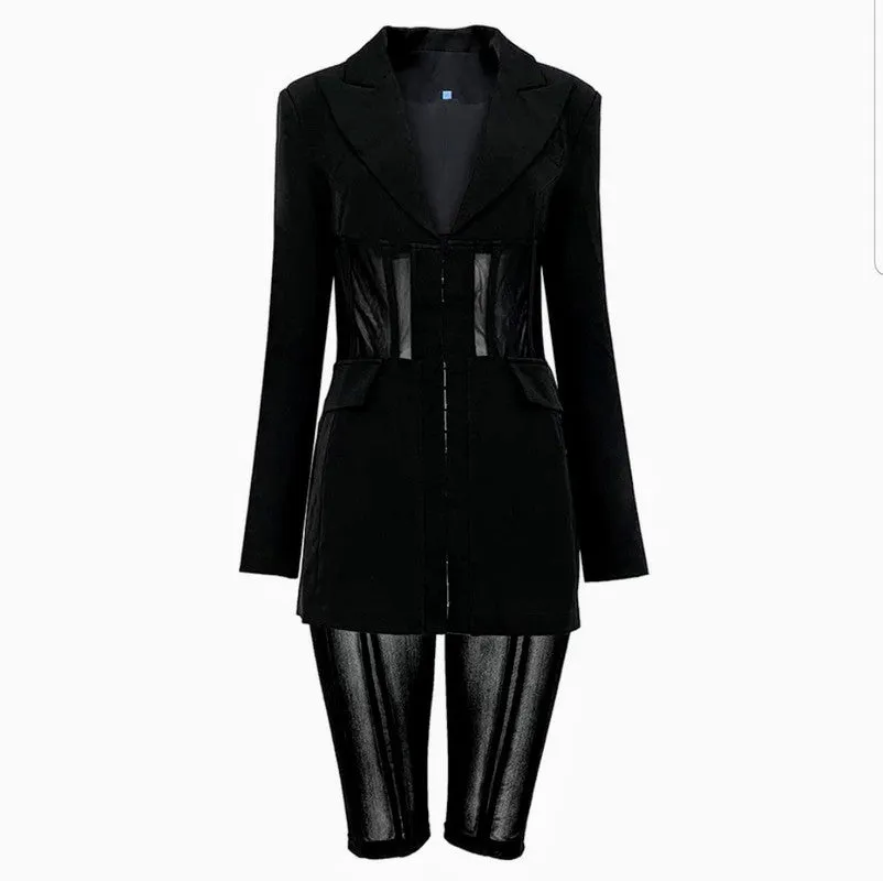 Black Blazer Mesh Set