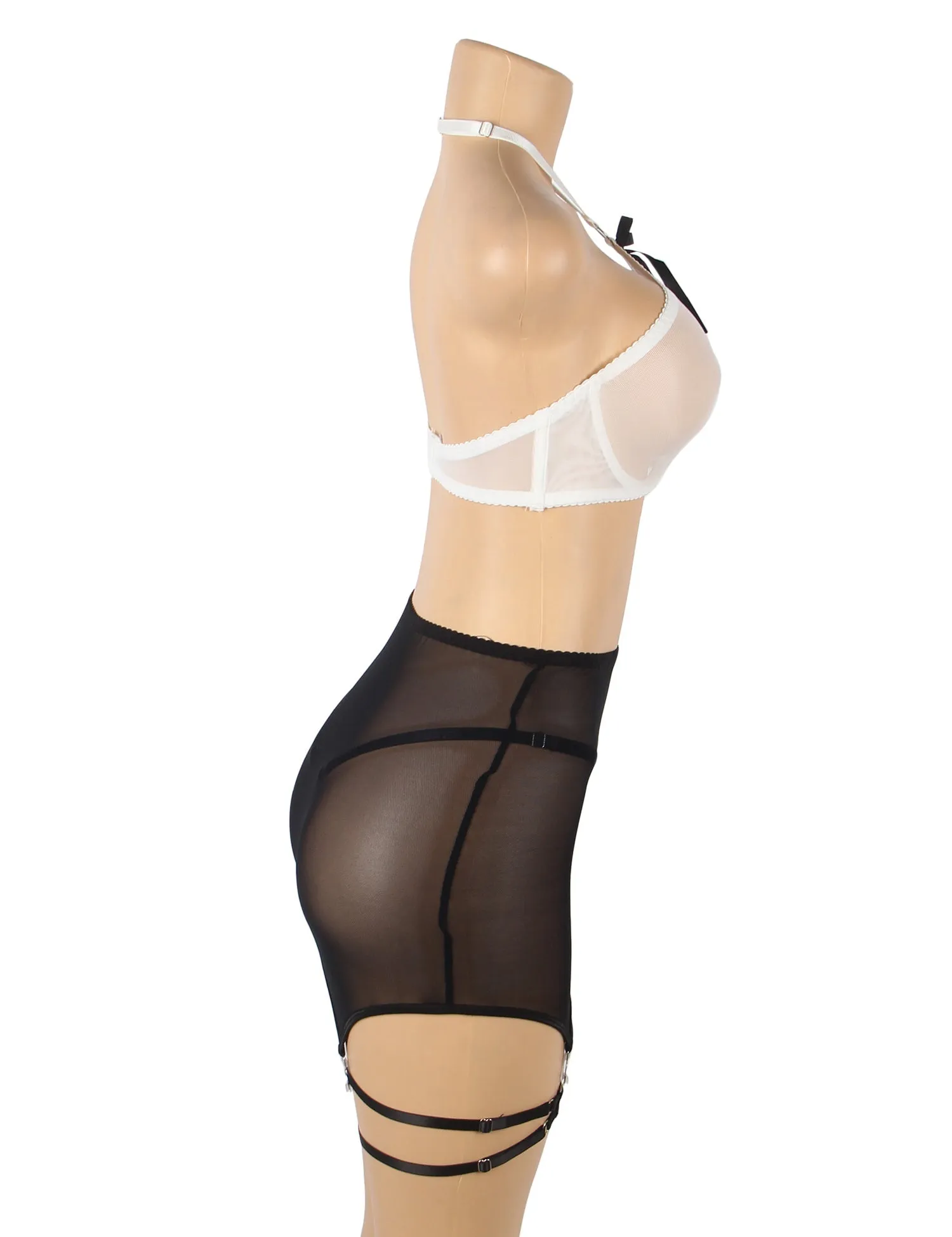 Black Halterneck Sexy Mesh See Through Erotic Bra Egypt Set