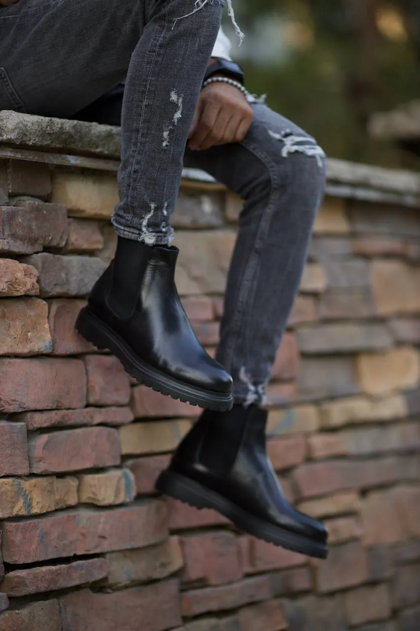 Black Leather Chelsea Boots