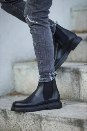 Black Leather Chelsea Boots