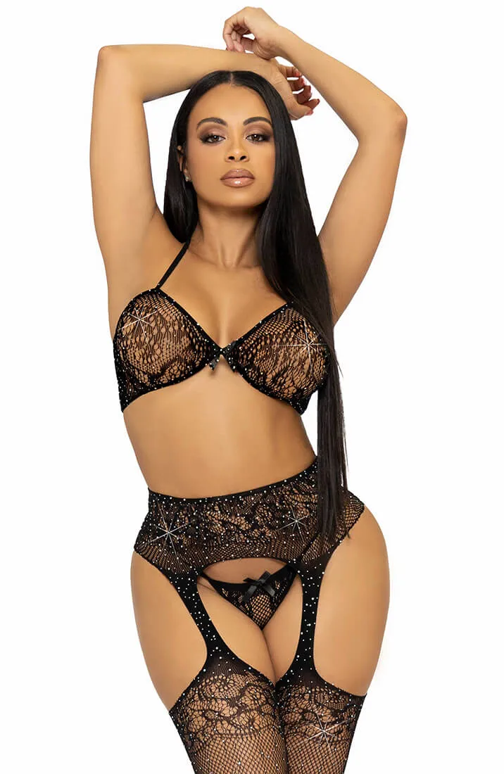 Black lingerie set with rhinestones - Bringin' Sexy Back