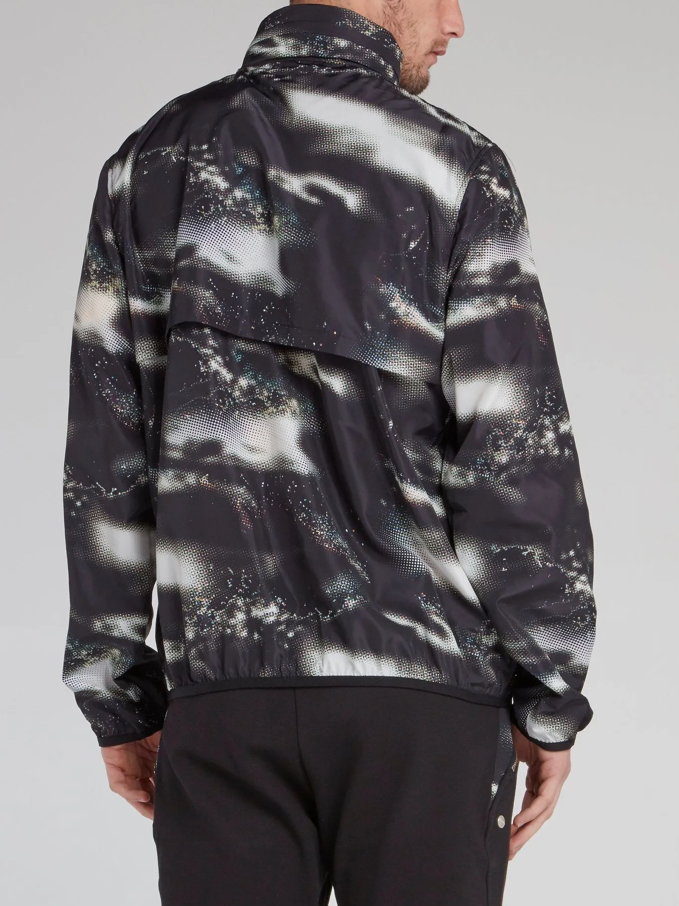 Black Printed High Neck Jacket