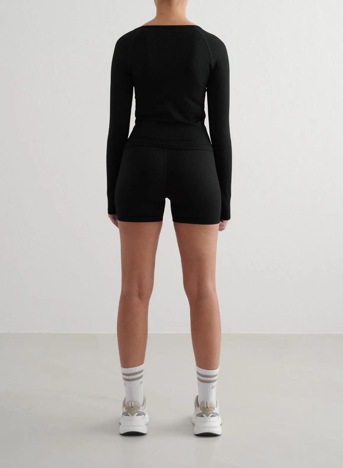Black Ribbed Seamless Zip Jacket