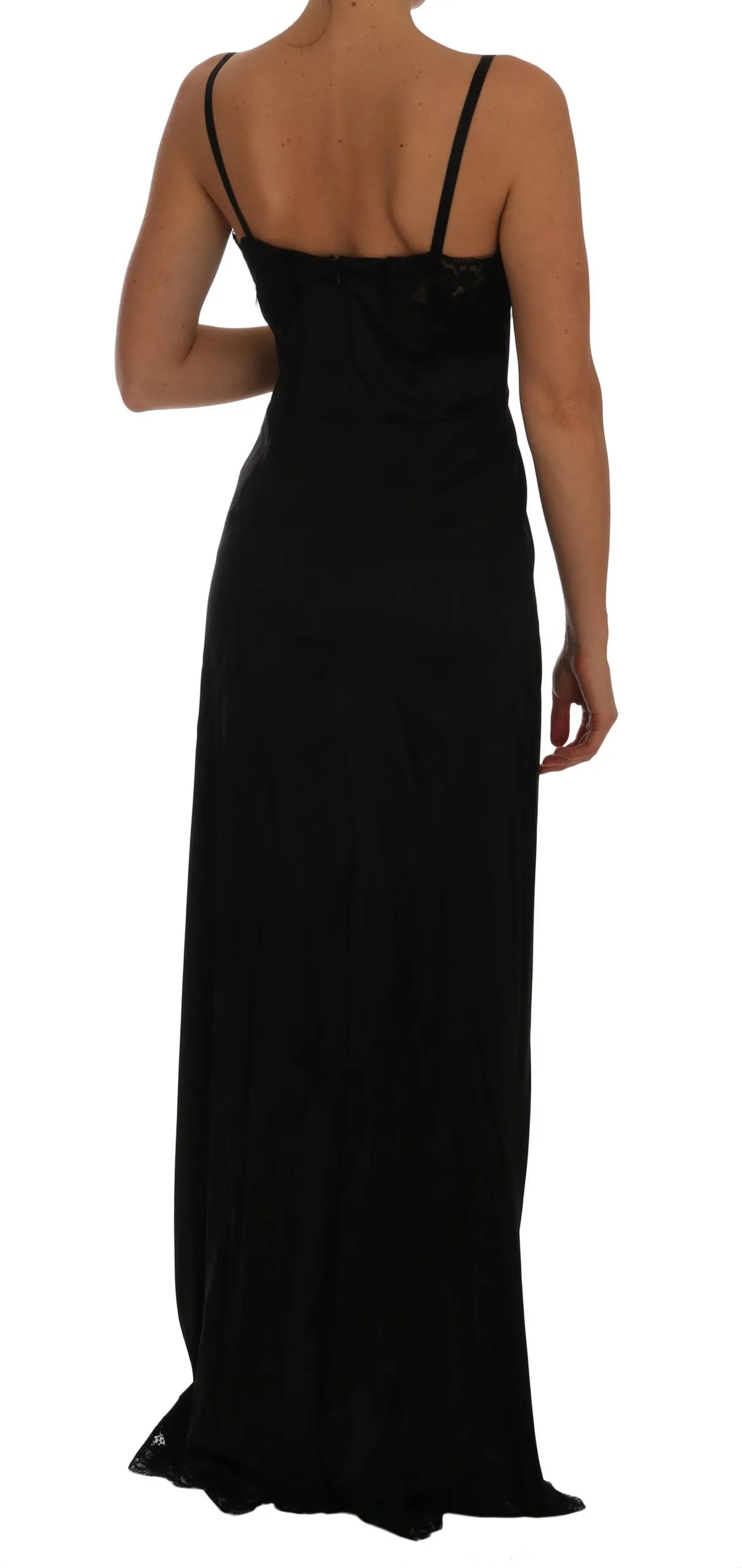 Black Silk Lace Dress Gown Lingerie Chemise