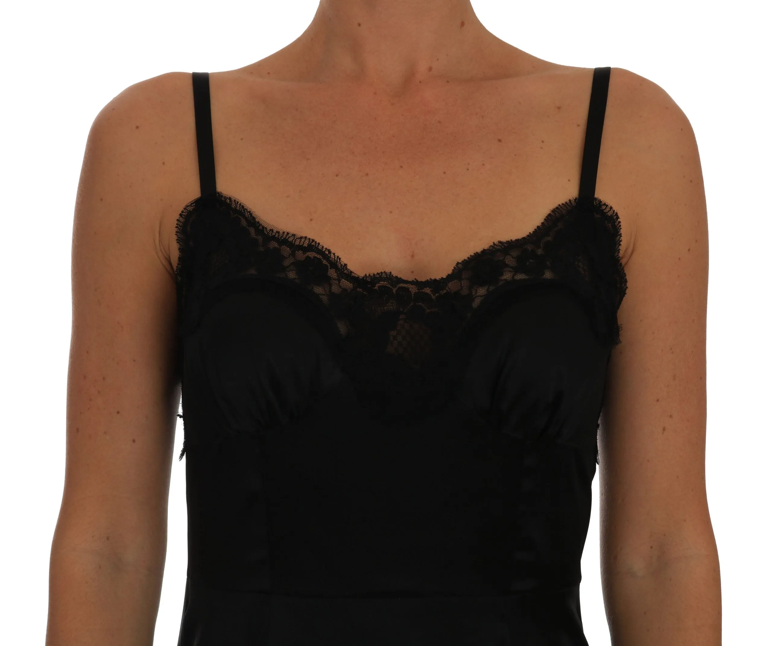 Black Silk Lace Dress Gown Lingerie Chemise