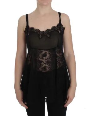 Black Silk Lace Lingerie Top