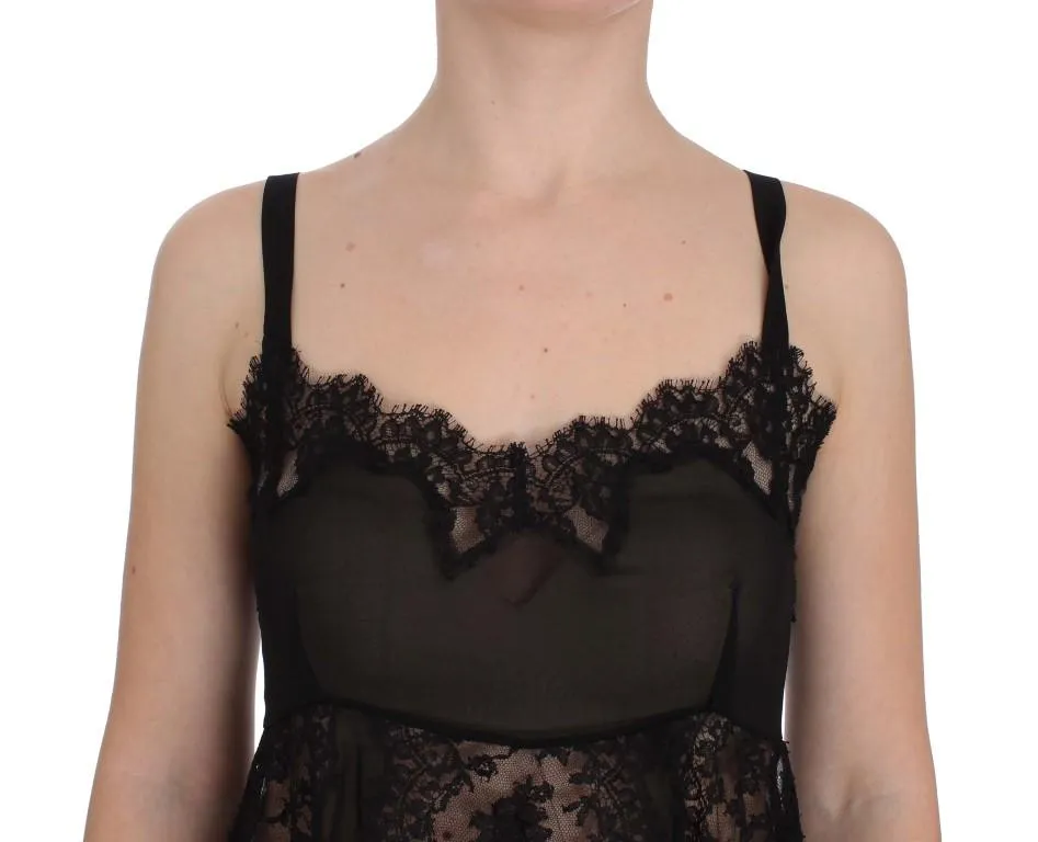 Black Silk Lace Lingerie Top