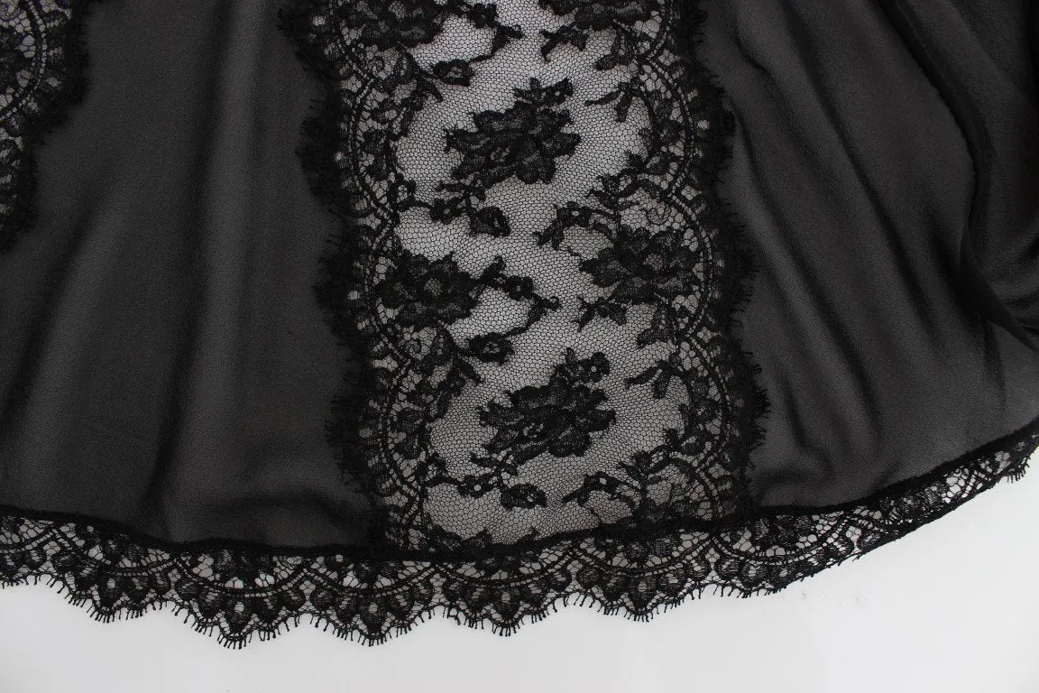 Black Silk Lace Lingerie Top