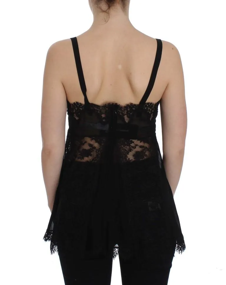 Black Silk Lace Lingerie Top
