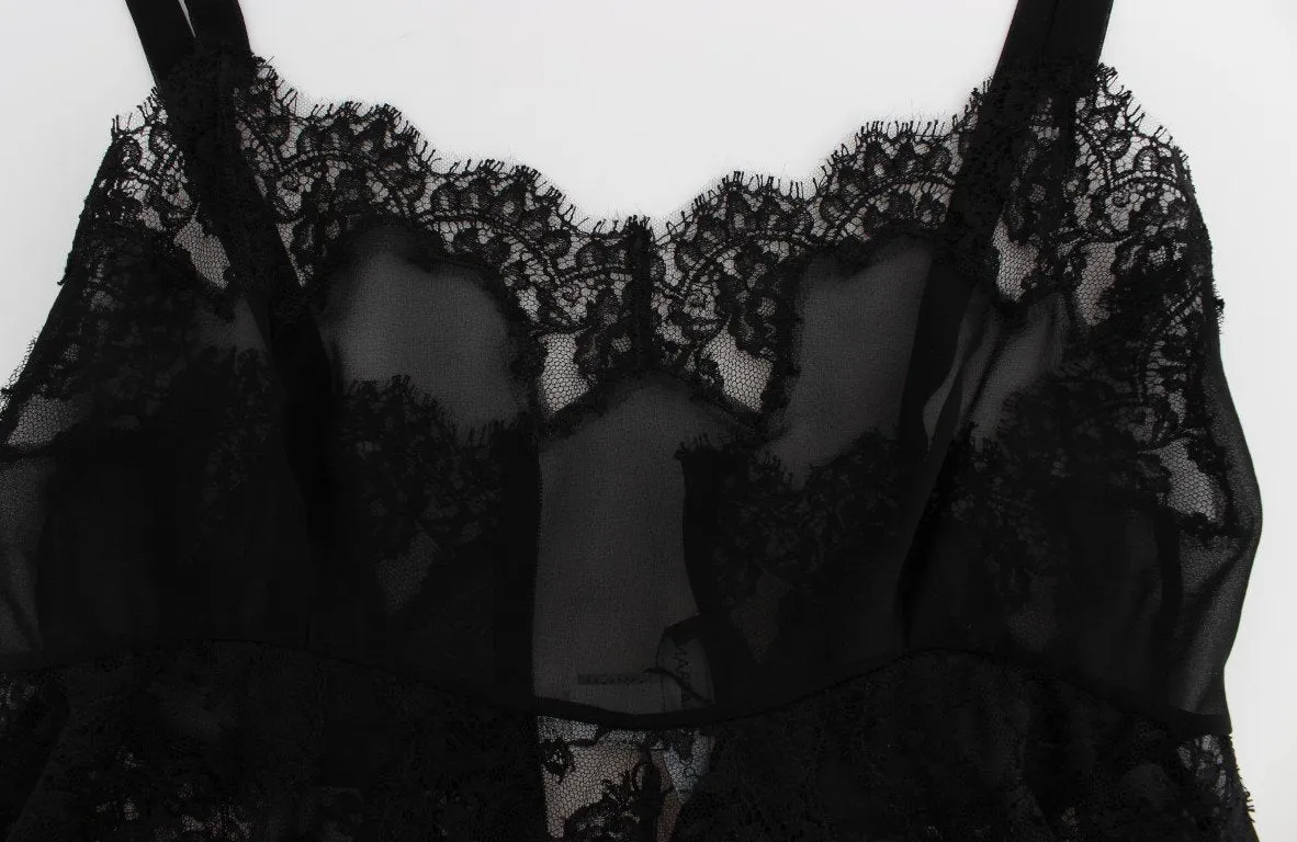 Black Silk Lace Lingerie Top