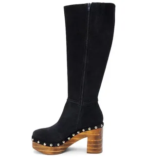 Black Suede Clog Boots