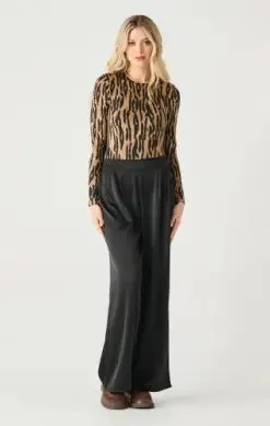 Black Tape High Waist Satin Wide Leg Pant