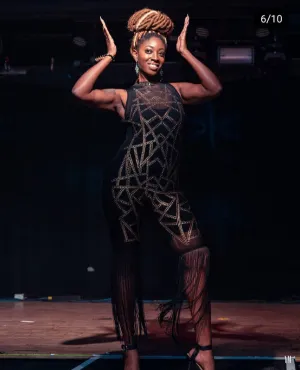 Black/Gold Fringe Jumpsuit
