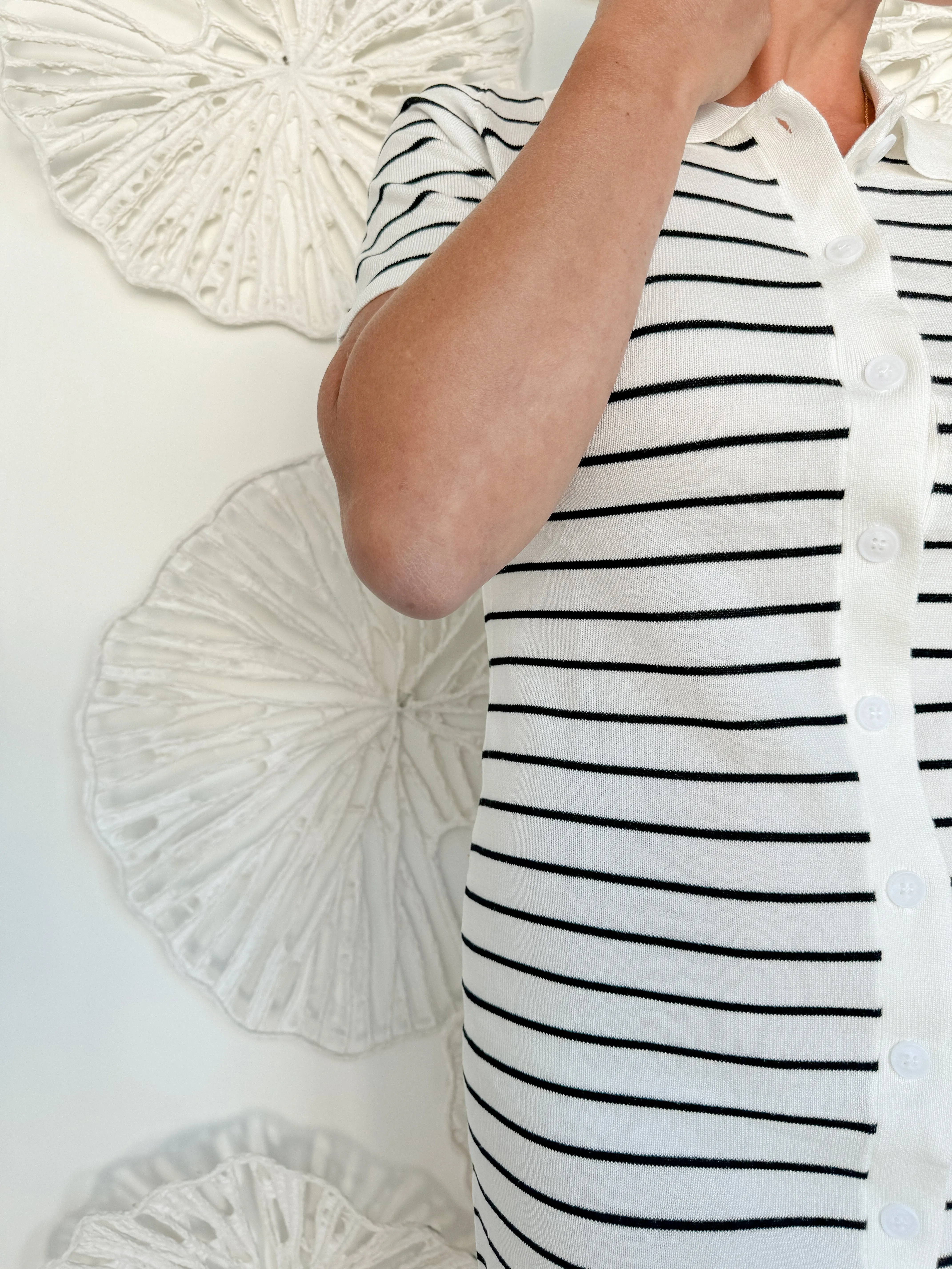 Black/White Striped Collared Mini