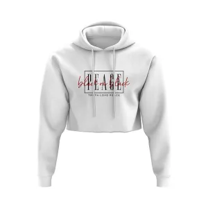 B.O.B. Crop Top Hoodie Peace Cursive Red White