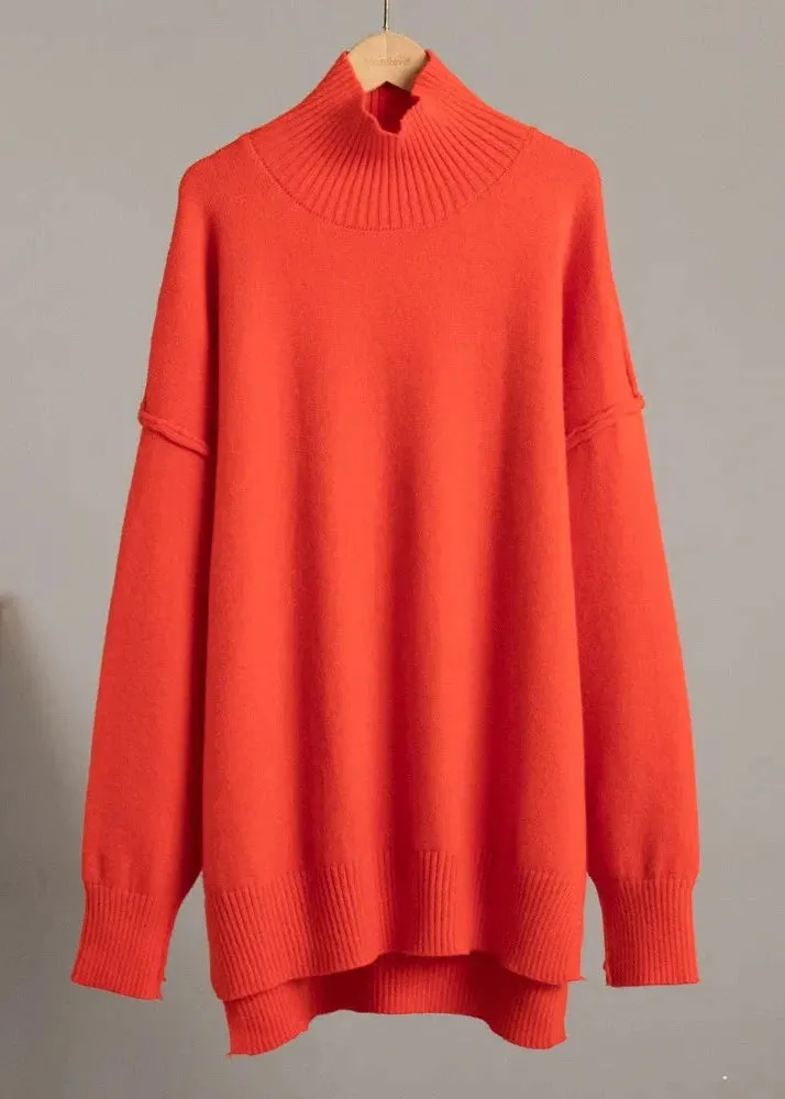 Bold Comfort - Oversized Knit Turtleneck and Pants Set