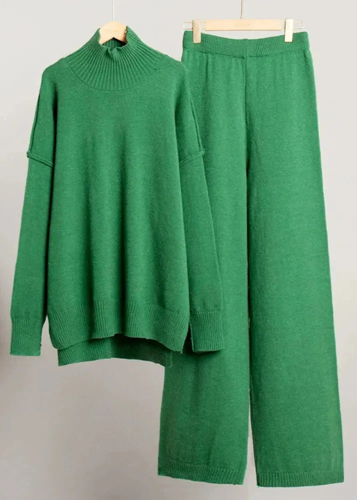 Bold Comfort - Oversized Knit Turtleneck and Pants Set