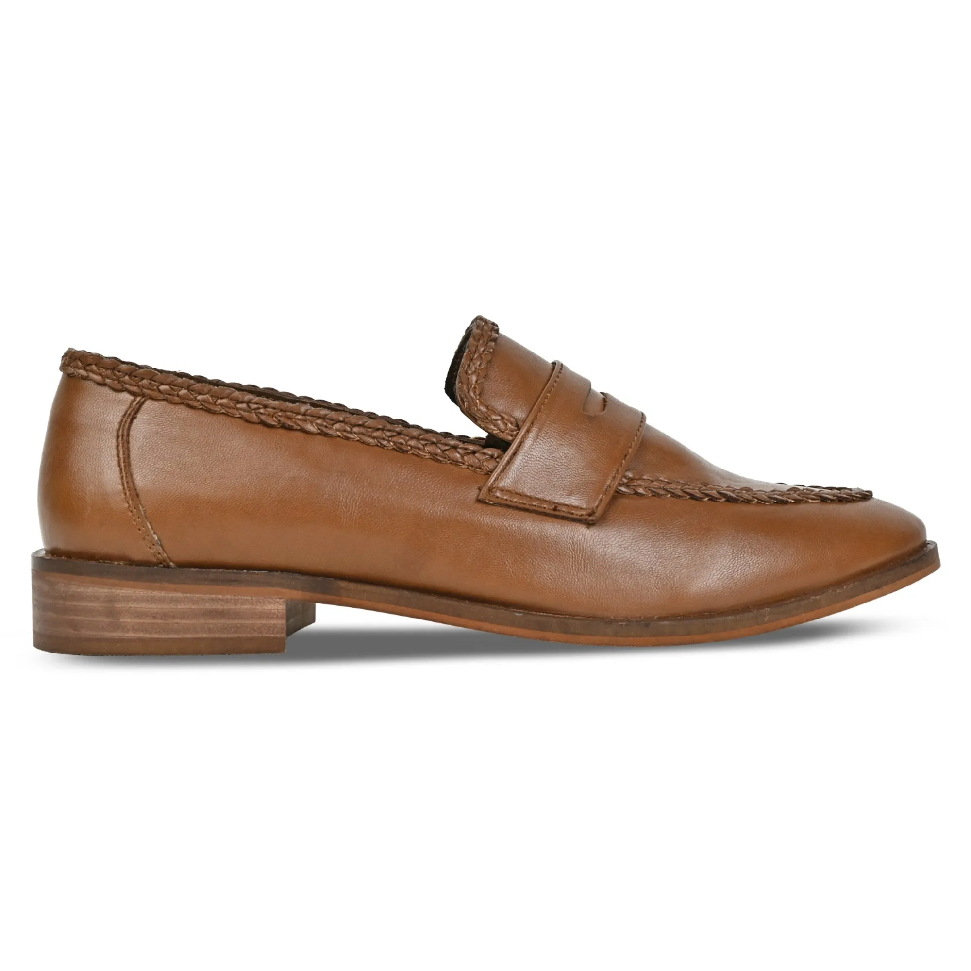 Braided Patina Loafer- Tan