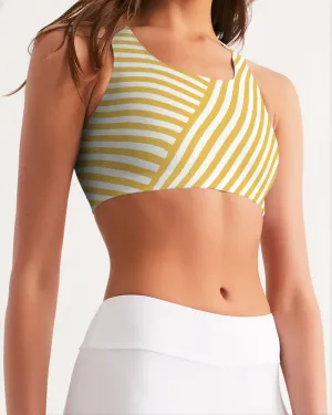 Bright Yellow Strips Women's Seamless Sports Bra