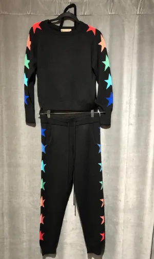 Brodie Black and Rainbow Star Cashmere Sweatsuit