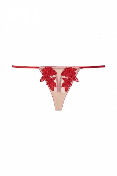 Brooke Applique Thong - Red/Nude -