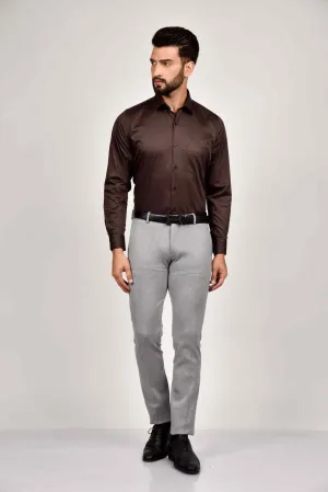 Brown Cotton Satin Shirt