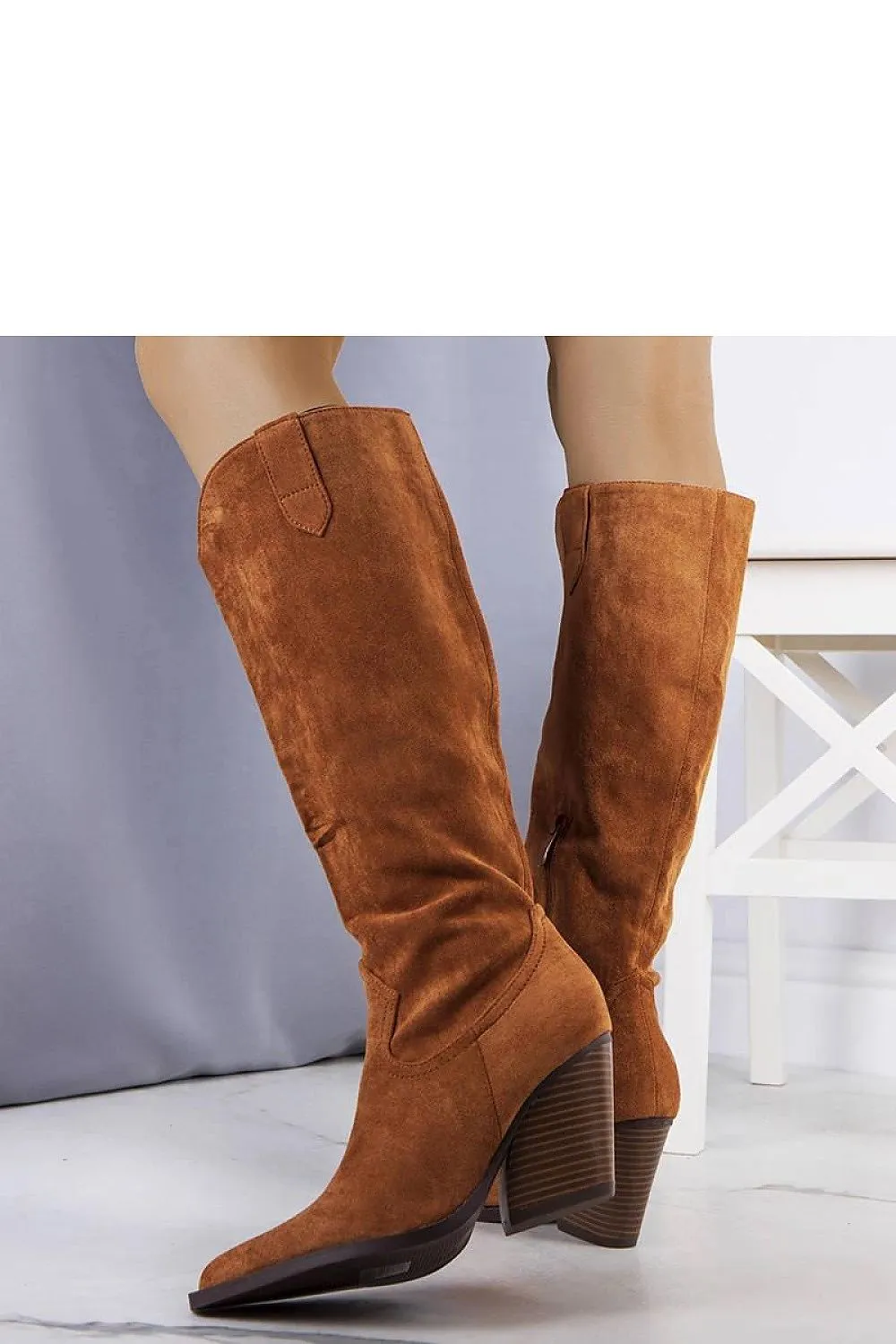 Brown lined cowboy boots