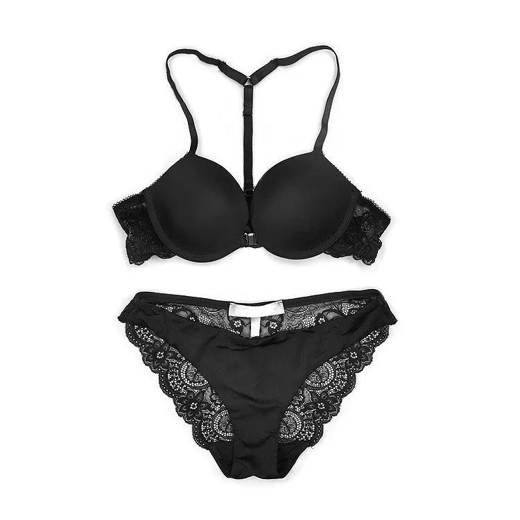 BS01 Women Push Up Bra Sets Deep V Lace Bra Panty Set Type Underwear Lingerie Sets