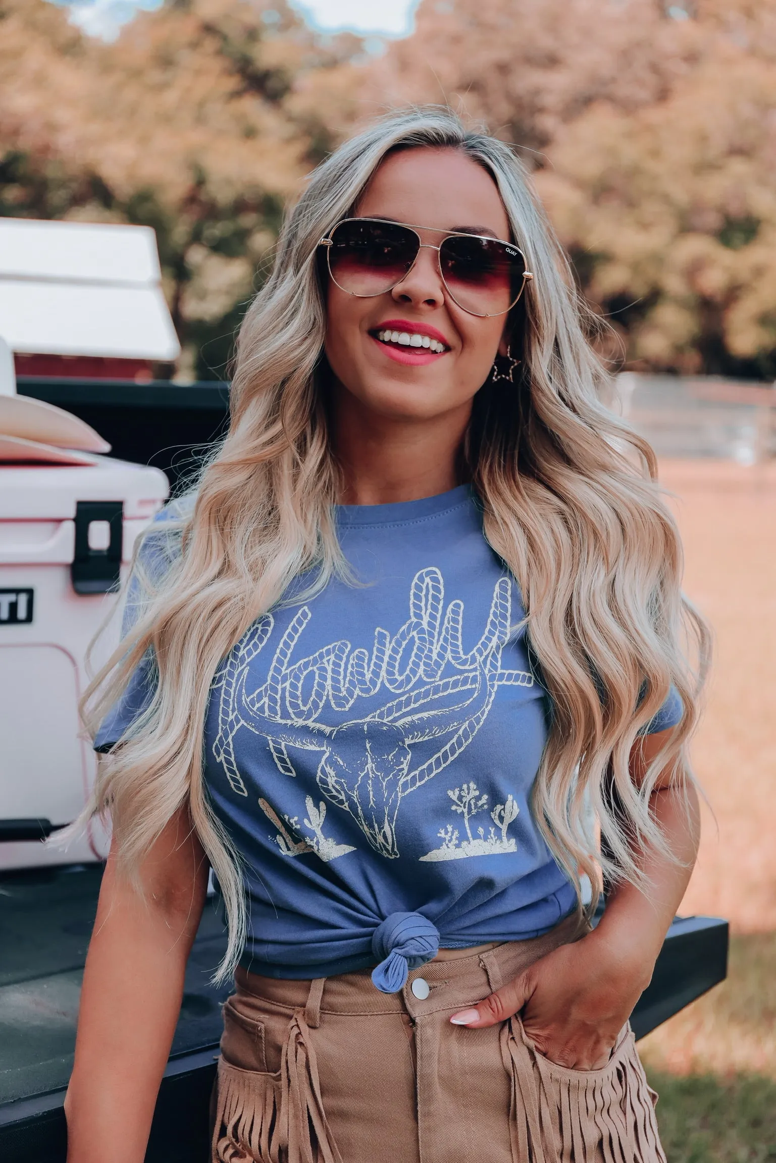 Bull Skull Graphic Tee - Indigo