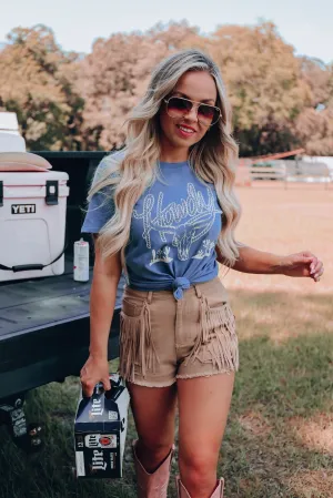 Bull Skull Graphic Tee - Indigo