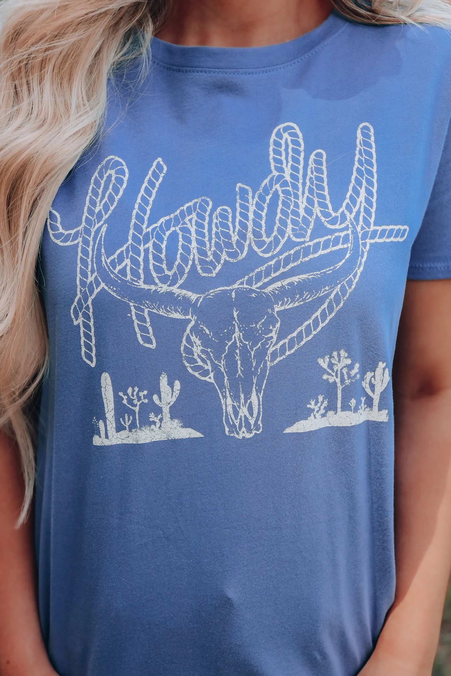 Bull Skull Graphic Tee - Indigo