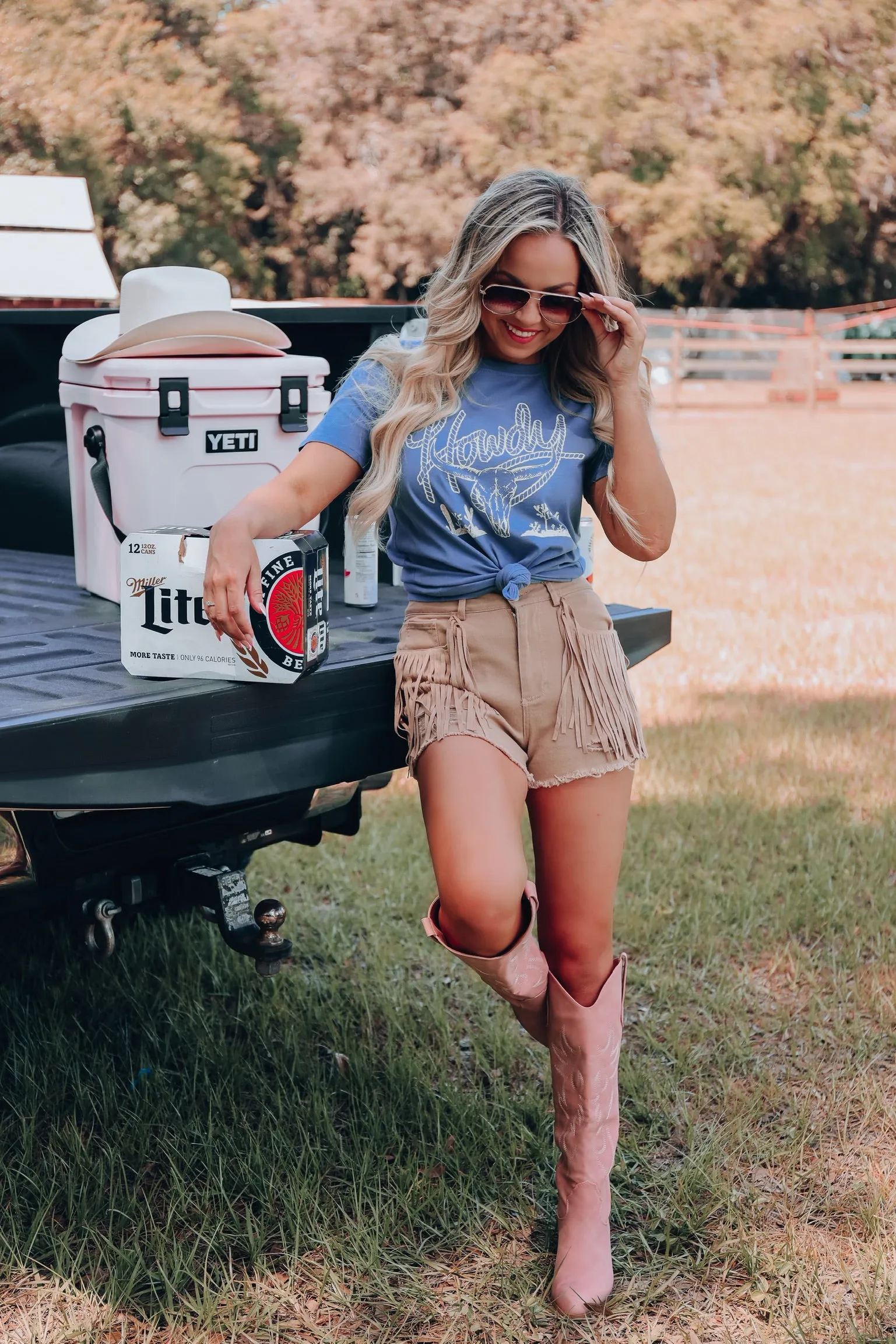 Bull Skull Graphic Tee - Indigo