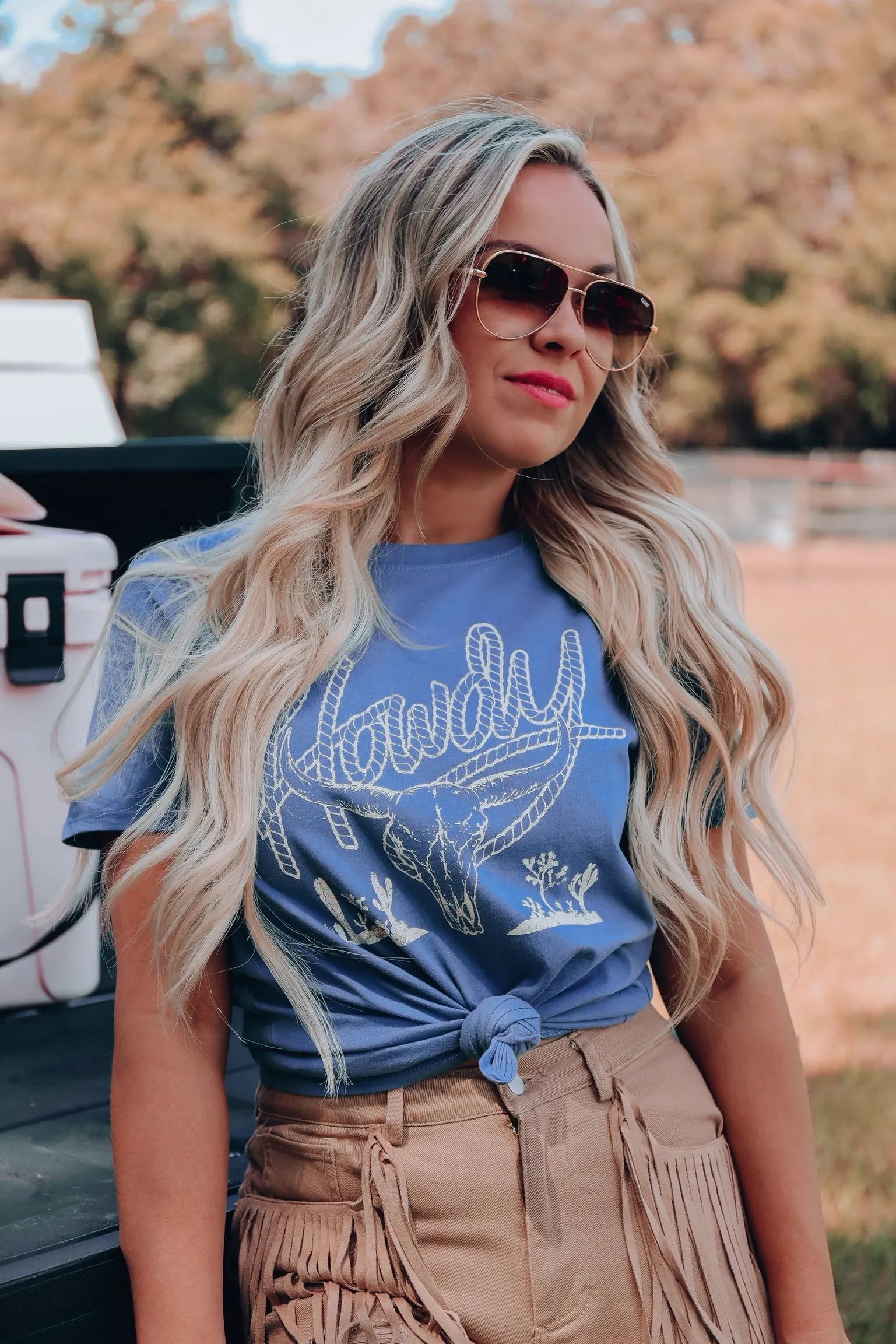 Bull Skull Graphic Tee - Indigo