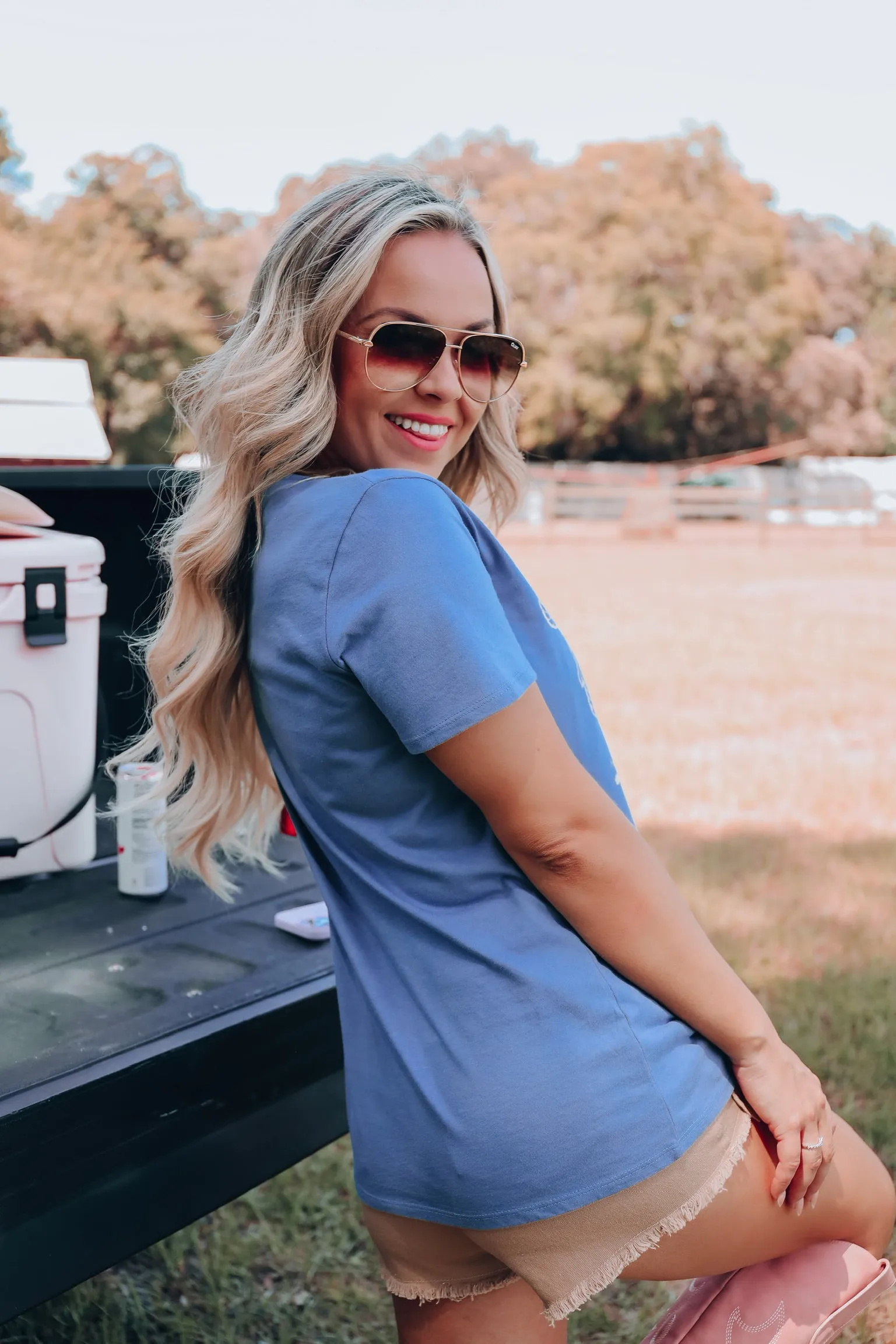 Bull Skull Graphic Tee - Indigo