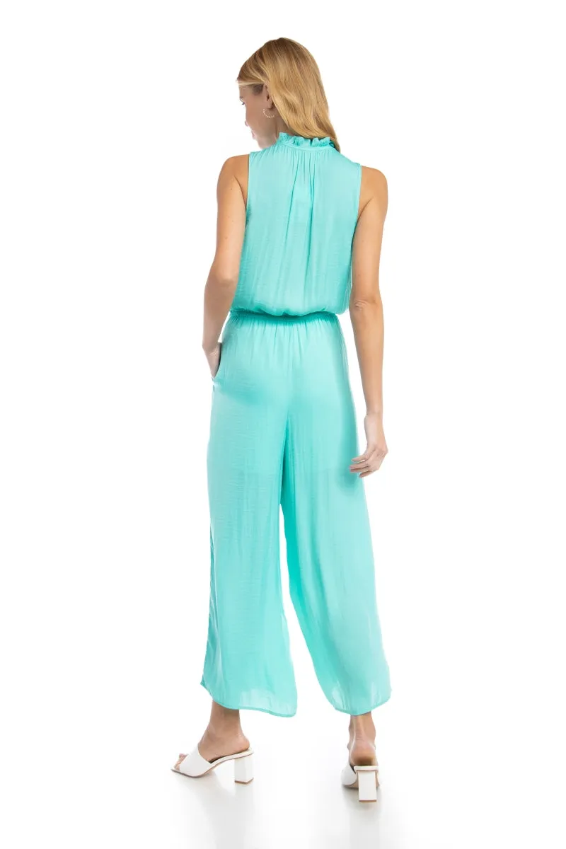 Button Down Jumpsuit With Frill Neck Detail