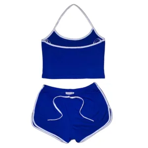 Capella Halter Neck Sleeveless Top & Shorts Activewear Set (Royal) BTP3193