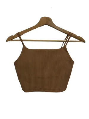 Caramel Brown Ribbed Sports Bra