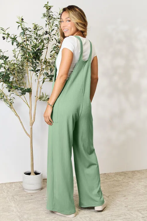 Carol Double Take Full Size Wide Strap Overall with Pockets