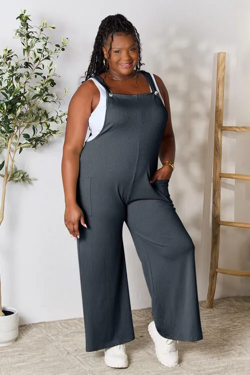 Carol Double Take Full Size Wide Strap Overall with Pockets