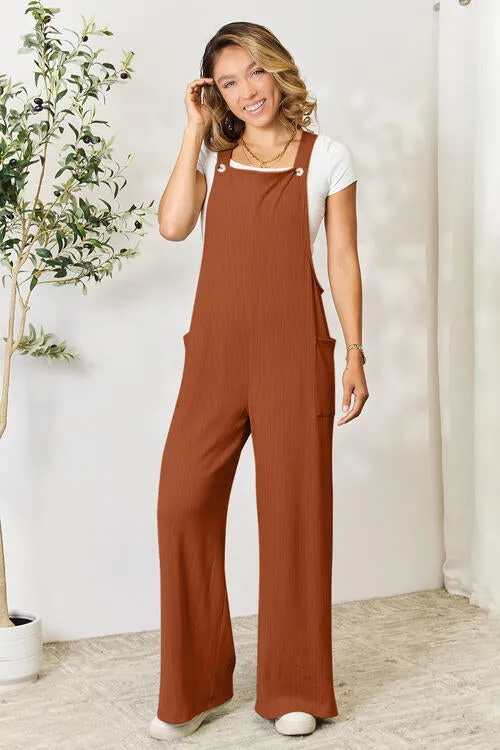 Carol Double Take Full Size Wide Strap Overall with Pockets