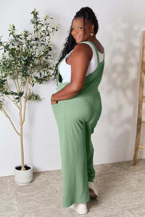 Carol Double Take Full Size Wide Strap Overall with Pockets