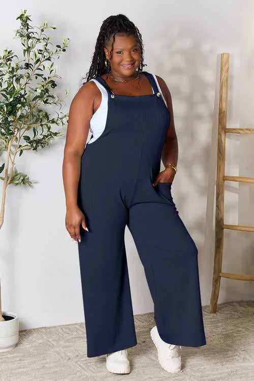Carol Double Take Full Size Wide Strap Overall with Pockets