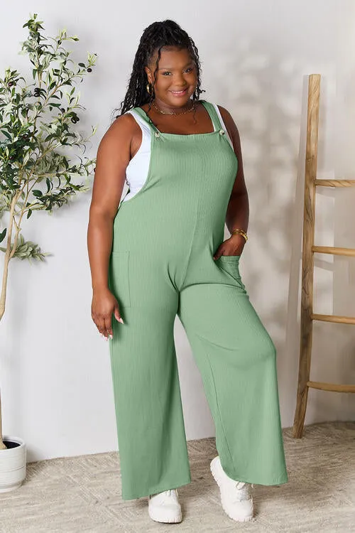 Carol Double Take Full Size Wide Strap Overall with Pockets