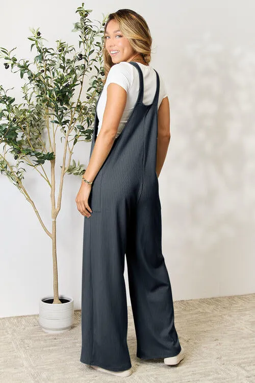 Carol Double Take Full Size Wide Strap Overall with Pockets