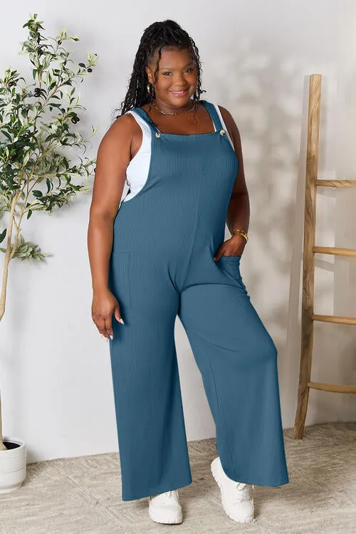 Carol Double Take Full Size Wide Strap Overall with Pockets