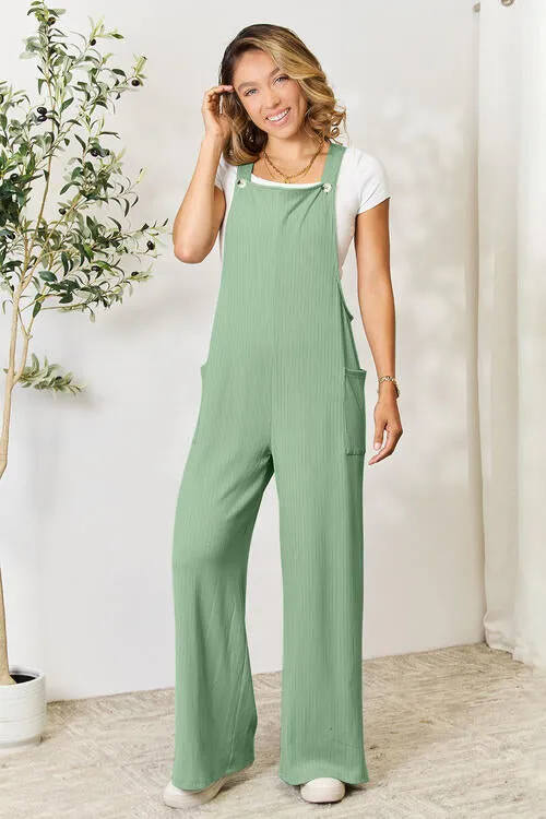 Carol Double Take Full Size Wide Strap Overall with Pockets