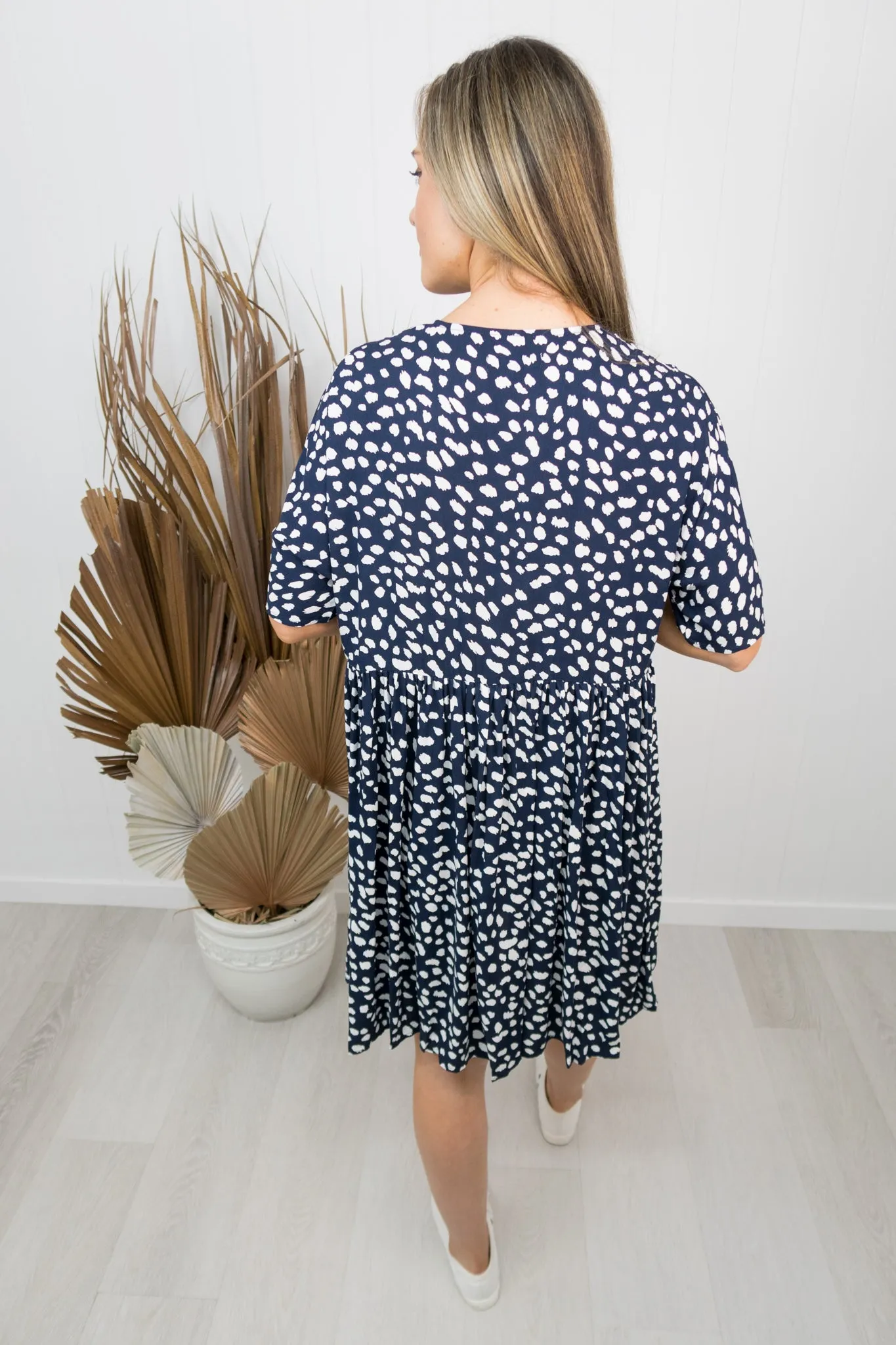Cassidy Dress -Navy speckle