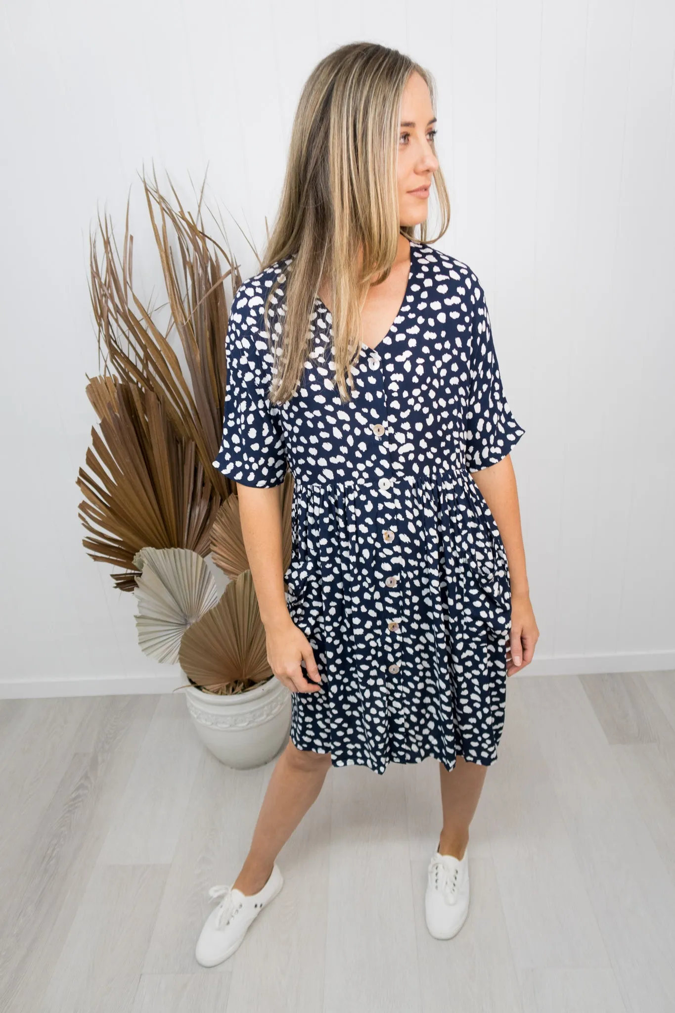 Cassidy Dress -Navy speckle